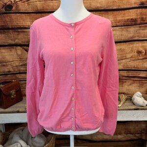 Liz Claiborne Womens Pink Long Sleeve Button Down Sweater Size M